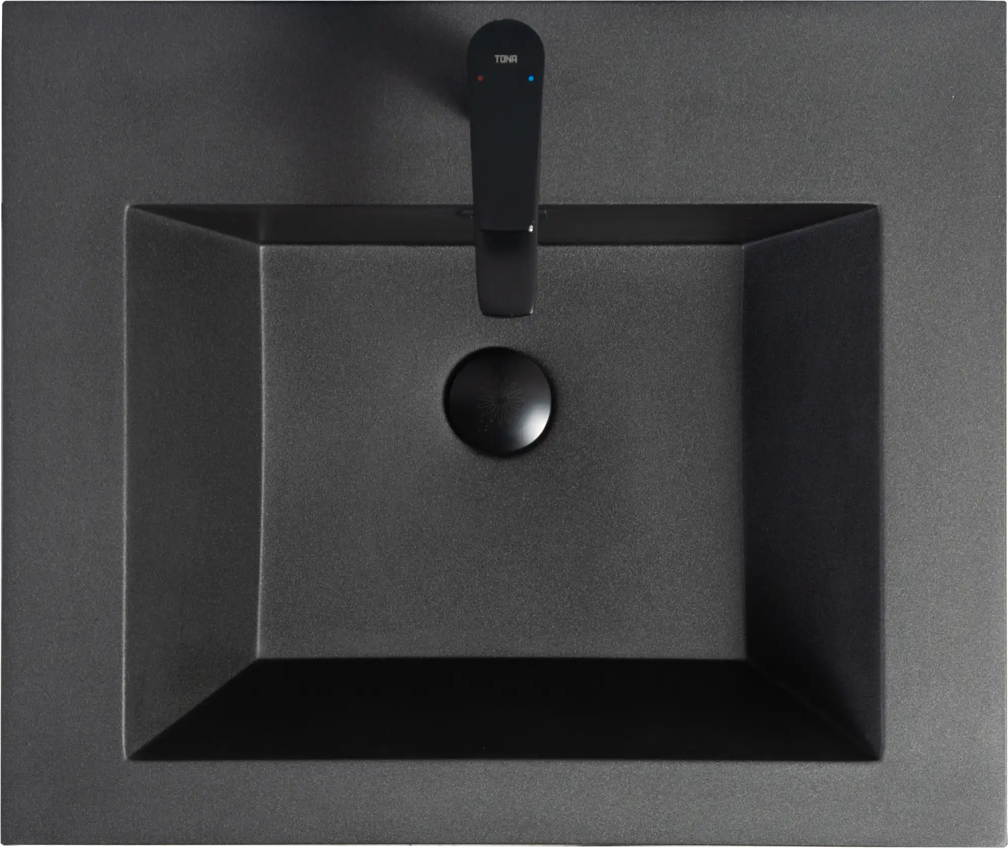 23''-47'' Floating Dark Grey Corner Vanity with Matte Black Sink - 2 Soft Close Drawers