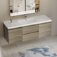 Modern Floating Bathroom Vanity with Resin Top Basin & Soft Close Drawers - Wall-Mounted Storage Cabinet color: Ash Grey