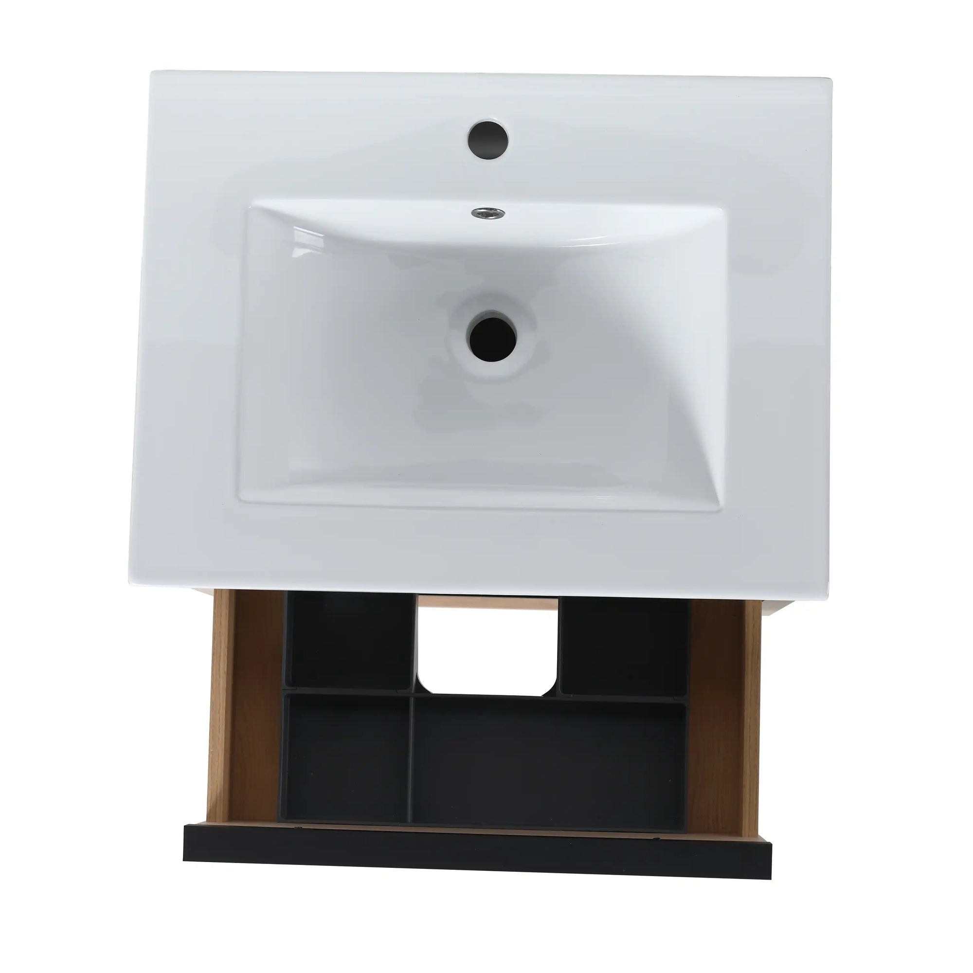 Vista Series 24" Floating Bathroom Vanity with Ceramic White Sink Light Oak
