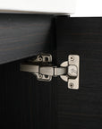 Soft close metal hinge in the Civetta-Plain Series bathroom floating vanity in black walnut finish.