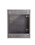 Back view of 18" gray bathroom vanities showing wall-mounted structure and hardware installation points.