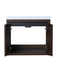 Spacious interior storage of 24 inch bathroom floating vanity with double-door cabinet.
