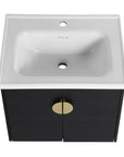 Top view of 24 inch small corner vanity bathroom with integrated ceramic sink | Ace Decor