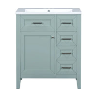 30 inch green bathroom vanity front view | Ace Decor