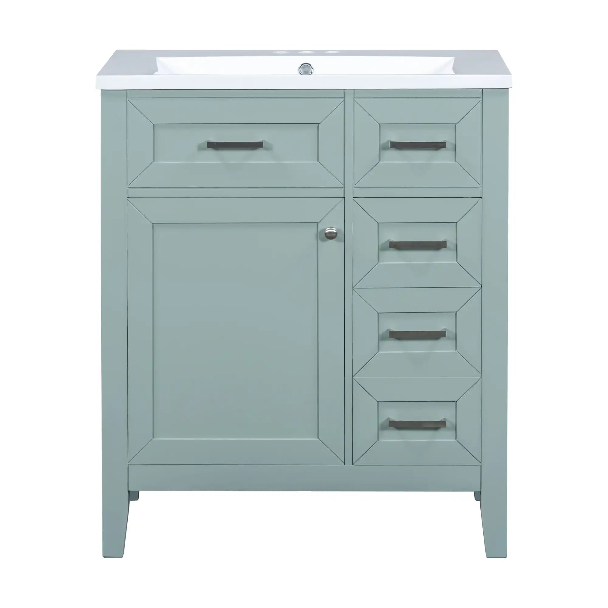 Elmsford Series 30" Saga Green Bathroom Vanity Cabinet with Dock Rack & 5 Drawers