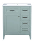 30 inch green bathroom vanity front view | Ace Decor