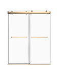 Gorgeous Single Sliding Frameless Shower Door With 3/8 Inch Clear Glass color:brushed gold