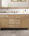 Soleil 60" Bathroom Vanity with Sink, Natural Wood Cabinet with Drawers