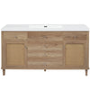 A stylish Modern Wood Bathroom Vanity with a white countertop, woven rattan cabinet doors, and multiple storage drawers. |ACE DECOR