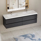 Sleek Floating Bathroom Vanity with Dual Resin Basins & Soft Close Drawers color: Black