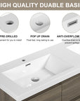 47/59" Modern Floating Bathroom Vanity with Resin Top Basin color: Ash Grey | sink: Double