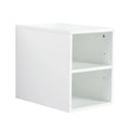 Side view of 12 inch wall-mounted open bathroom storage cabinet with open shelves.