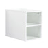 Side view of 12 inch wall-mounted open bathroom storage cabinet with open shelves.