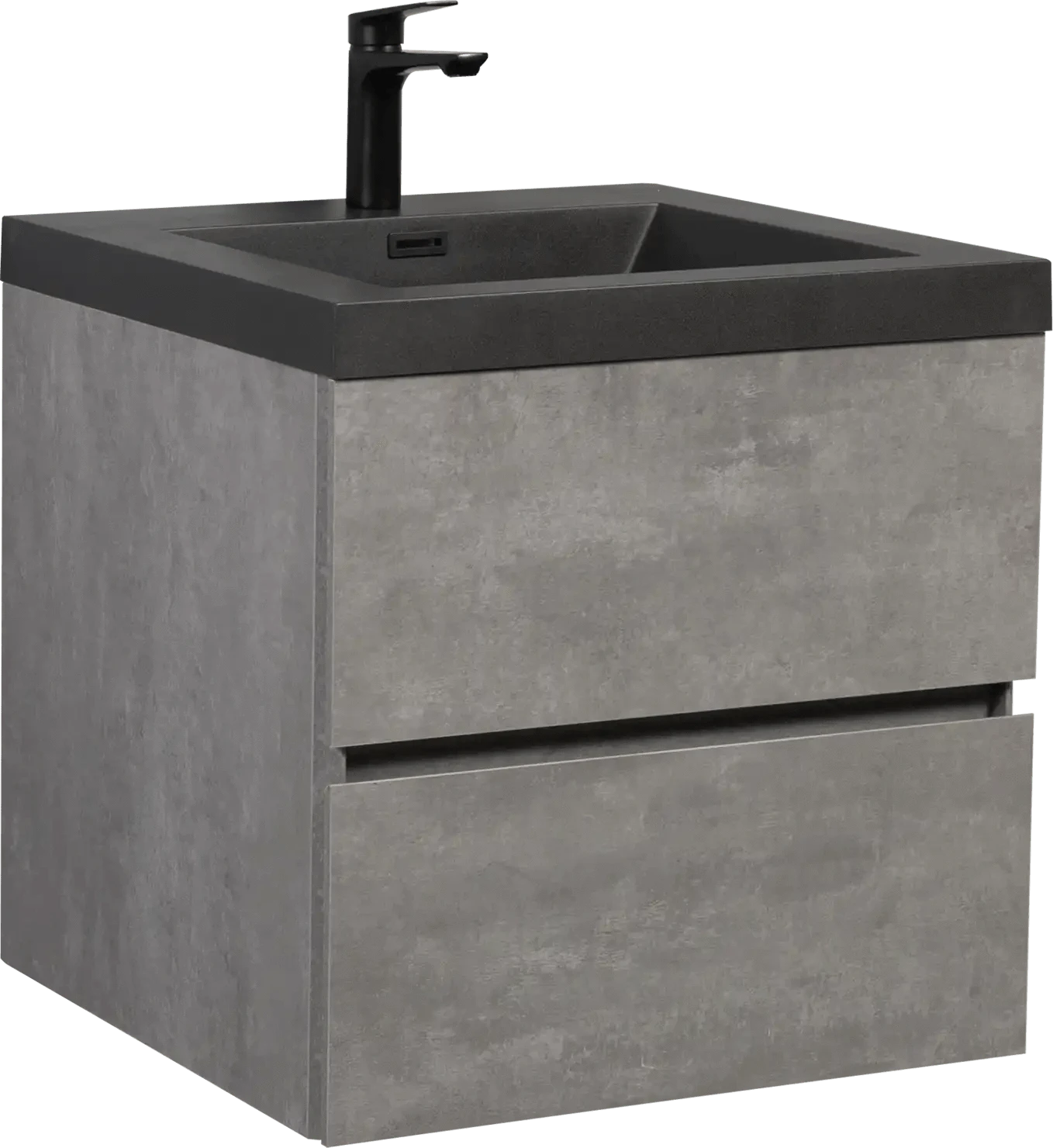 Floating Bathroom Vanity with Quartz Sand Basin and Soft Close Drawers color: Grey