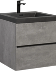 Floating Bathroom Vanity with Quartz Sand Basin and Soft Close Drawers color: Grey