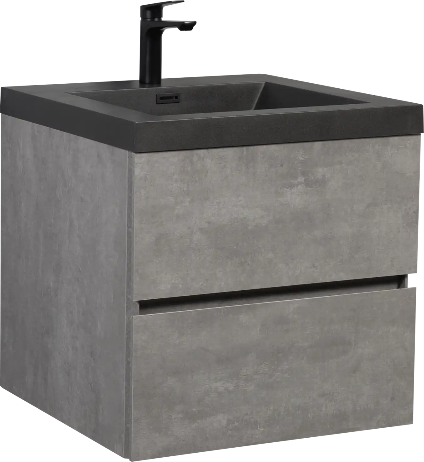 Floating Bathroom Vanity with Quartz Sand Basin and Soft Close Drawers color: Grey