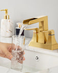 Aurora Series Widespread Bathroom Sink Faucet in Brushed Gold
