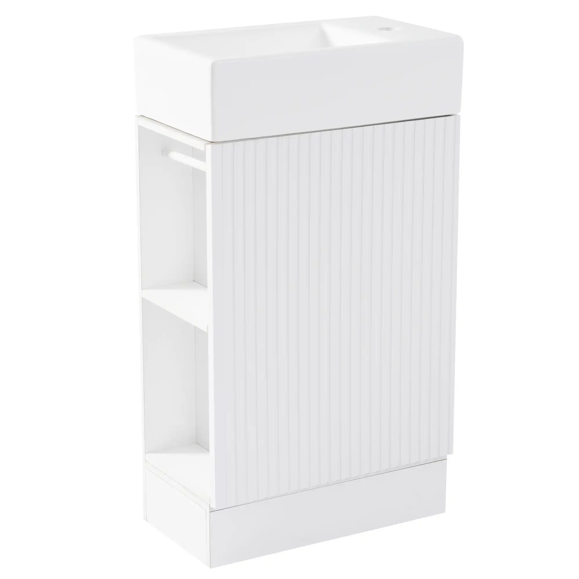 Avenra Series 18.6" Classic White Bathroom Vanity Cabinet with Sink And Two-tier Shelf