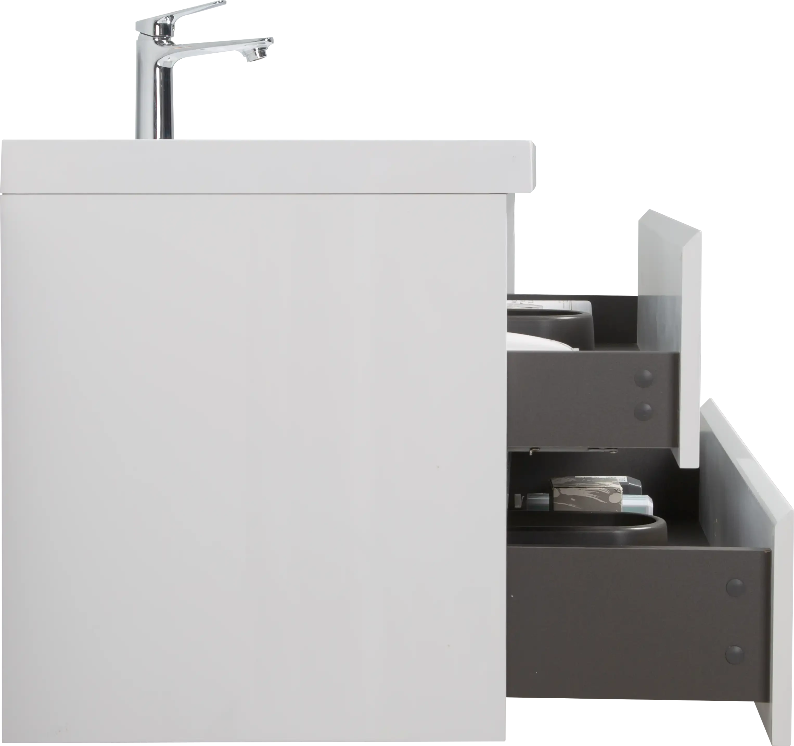 Floating Bathroom Vanity with Resin Top Basin & Soft Close Drawers - Modern Wall-Mounted Storage Cabinet color: White