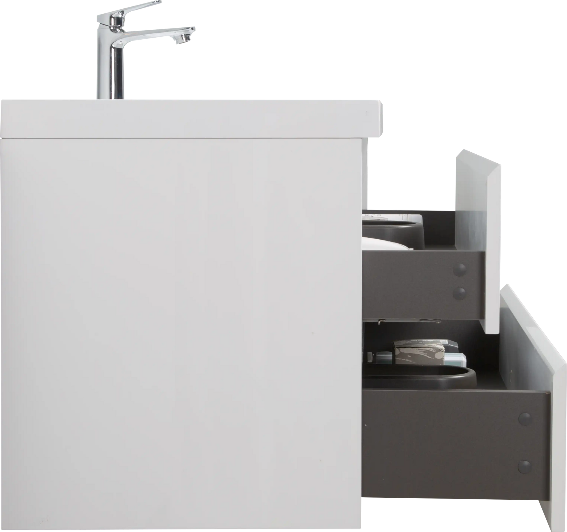 Floating Bathroom Vanity with Resin Top Basin & Soft Close Drawers - Modern Wall-Mounted Storage Cabinet color: White