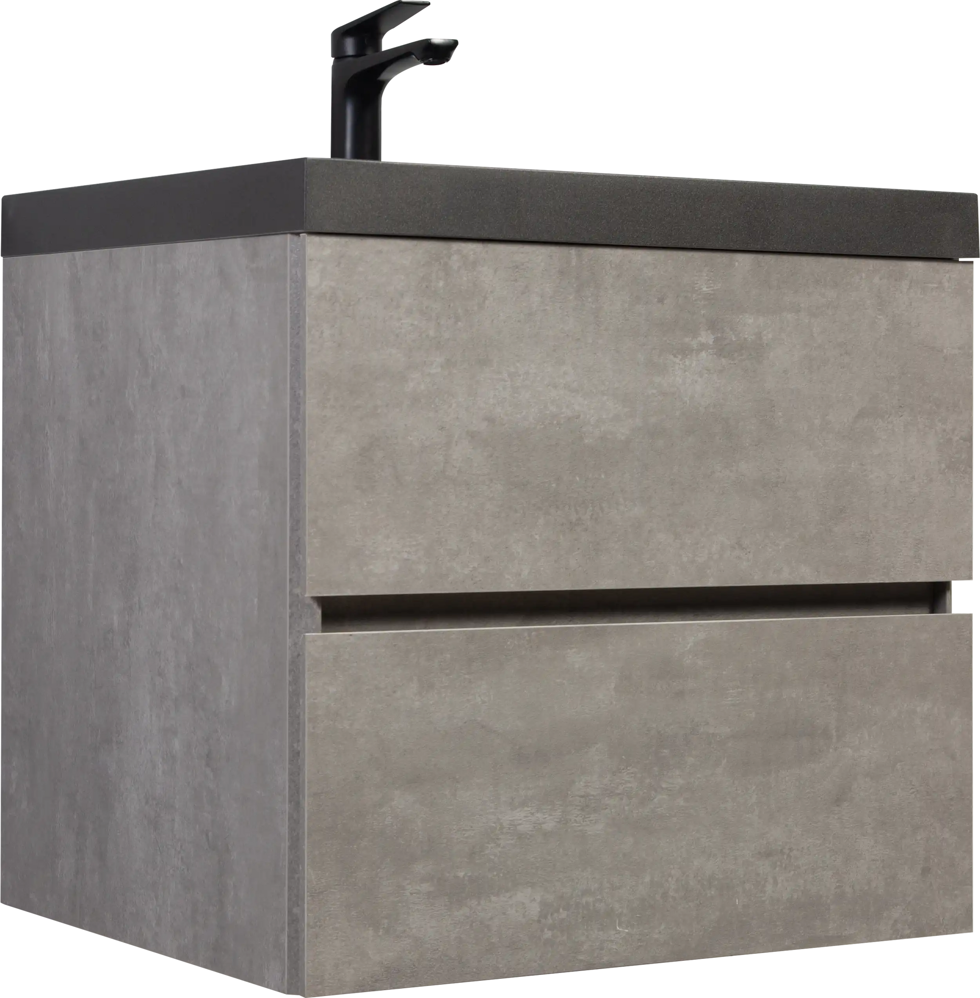 23&#39;&#39;-47&#39;&#39; Floating Dark Grey Corner Vanity with Matte Black Sink - 2 Soft Close Drawers