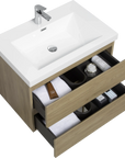 Floating Bathroom Vanity with Resin Top Basin & Soft Close Drawers - Modern Wall-Mounted Storage Cabinet color: Black