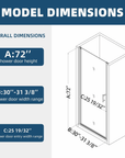 frameless pivot shower glass door color:chrome