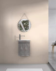 16" Birch Floating Bathroom Vanity with Resin Sink and Soft Close Doors color: Grey