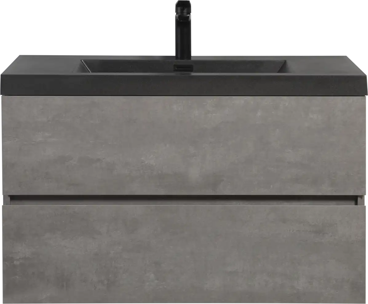 Floating Bathroom Vanity with Quartz Sand Basin and Soft Close Drawers color: Grey