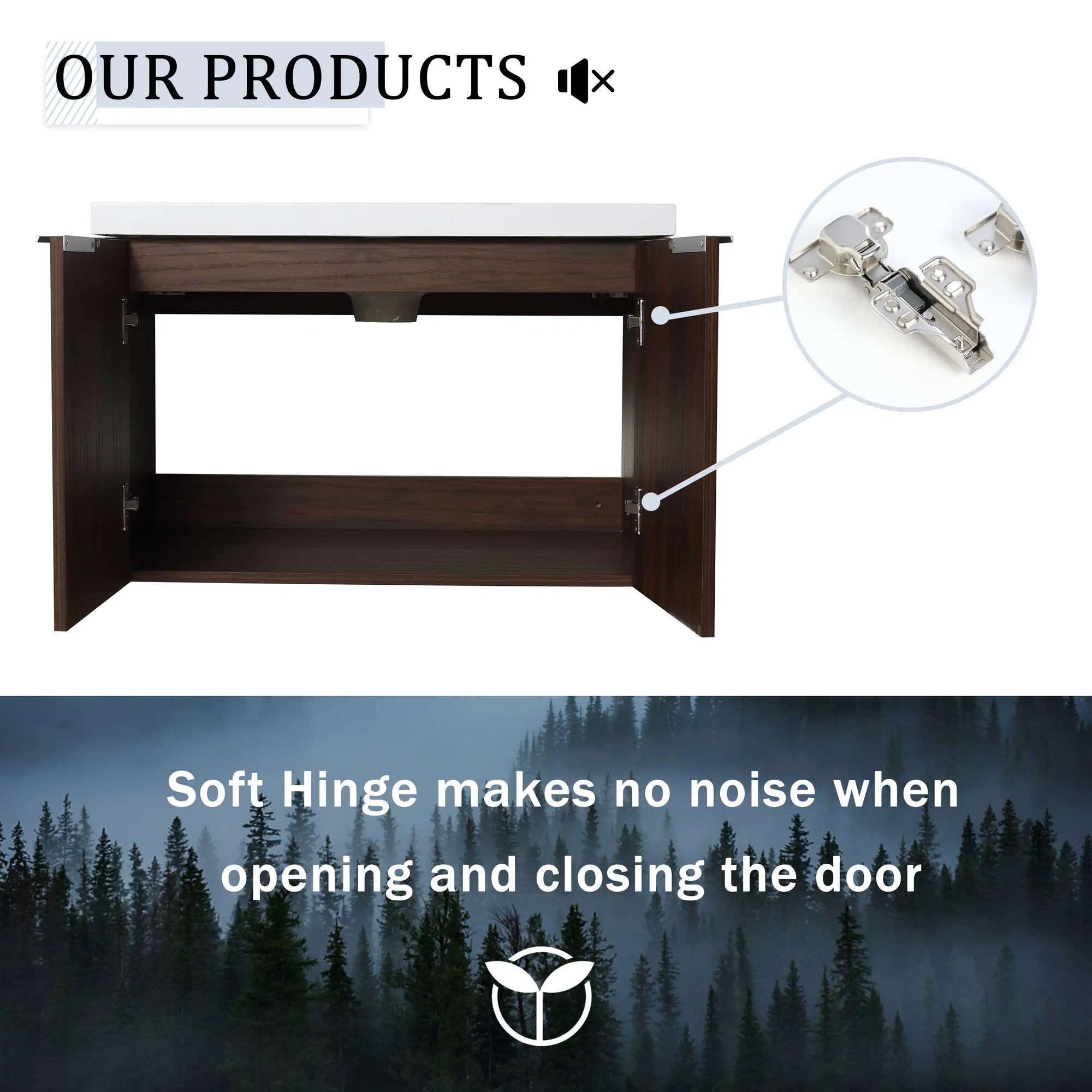 Monterey Series 72" Double Floating Bathroom Vanity in California Walnut with Side Cabinet and Integrated Sink