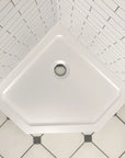 Corner Drain Neo-Angle Shower Base for Tile color:White