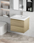 Floating Bathroom Vanity with Resin Top Basin & Soft Close Drawers - Modern Wall-Mounted Storage Cabinet color: Black