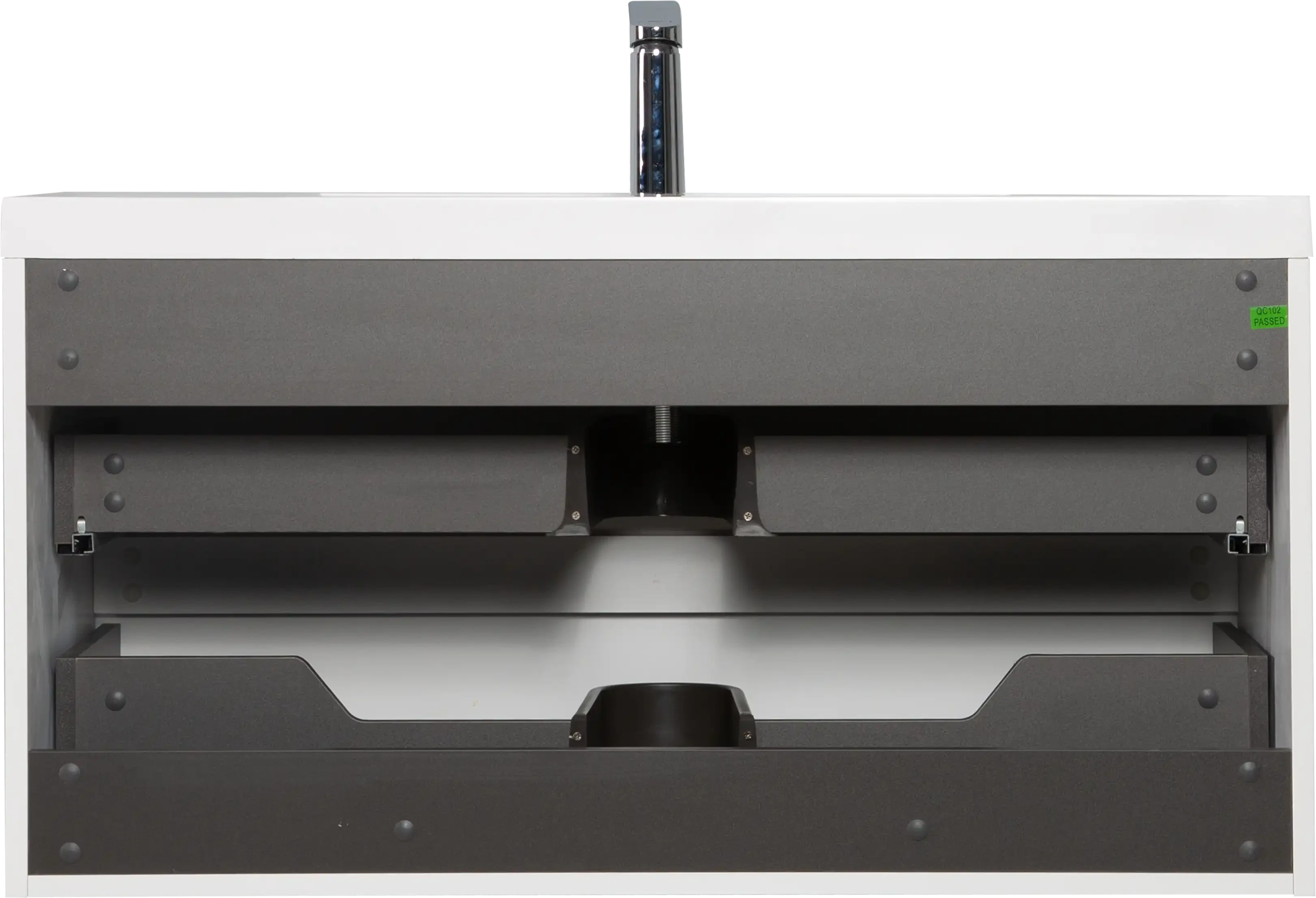 Floating Bathroom Vanity with Resin Top Basin & Soft Close Drawers - Modern Wall-Mounted Storage Cabinet color: White