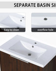 Monterey Series 30" Floating Bathroom Vanity in California Walnut with Integrated Sink and Double-Door Storage Cabinet