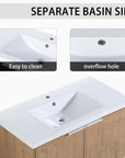 Monterey Series 36" Floating Bathroom Vanity in Imitative Oak with Integrated Sink and Double-Door Storage Cabinet