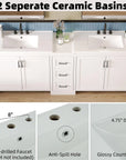 Elysian 84" Freestanding Bathroom Vanity with Double Sinks – White