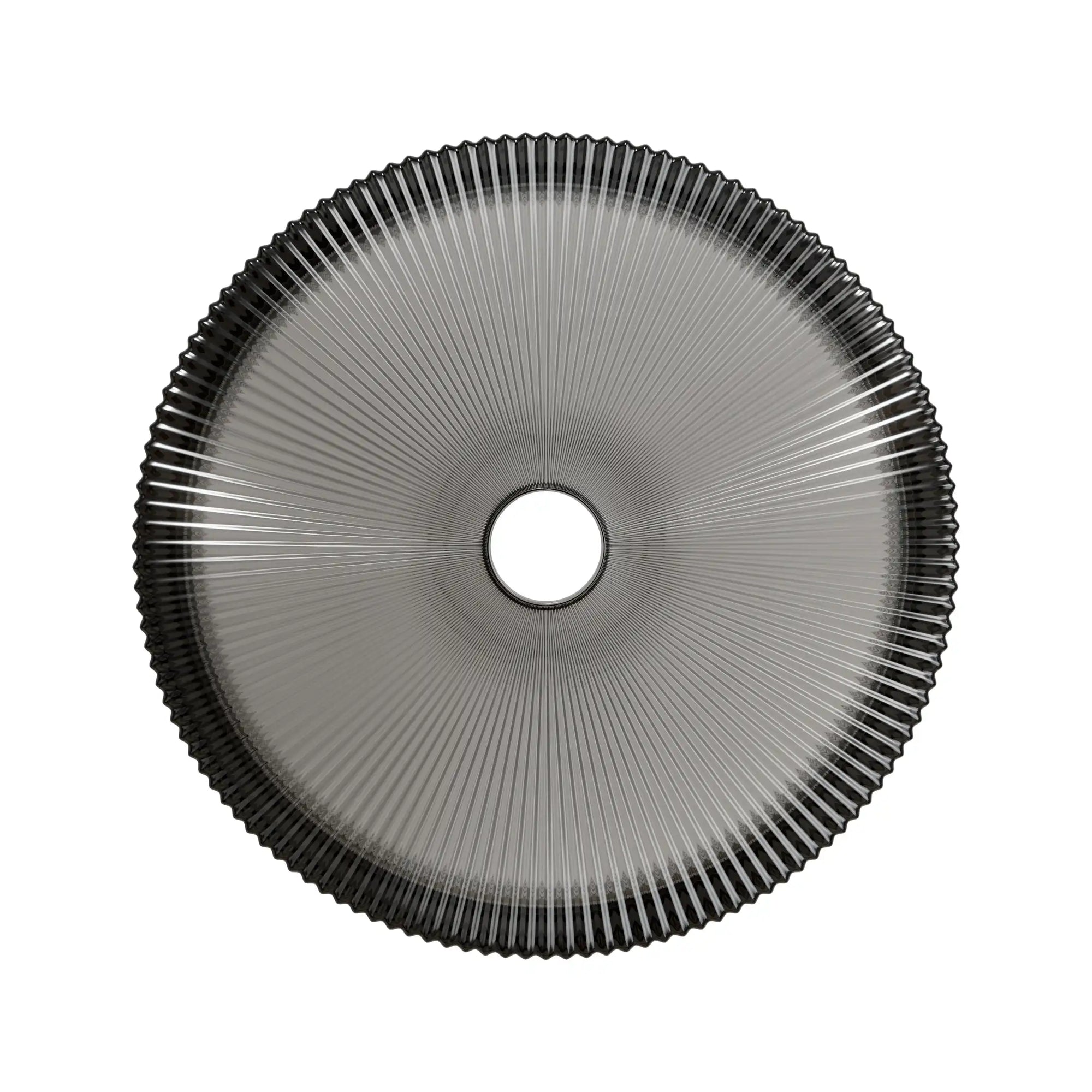 Top view of a 14 inch black bathroom sink with a radial textured glass design | Ace Decor