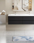 71 X 20 Modern Floating Double Sink Bathroom Vanity - Wall Mounted Storage Cabinet color: Black