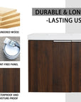Monterey Series 30" Floating Bathroom Vanity in California Walnut with Integrated Sink and Double-Door Storage Cabinet