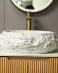 Astra Series 18" Oval Sculpted Resin Stone Vessel Basin - Marble White