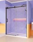 ACE DECOR Frameless Sliding Glass Door color:matte black