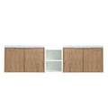 Monterey Series 72" Double Floating Bathroom Vanity in Imitative Oak with Side Cabinet and Integrated Sink