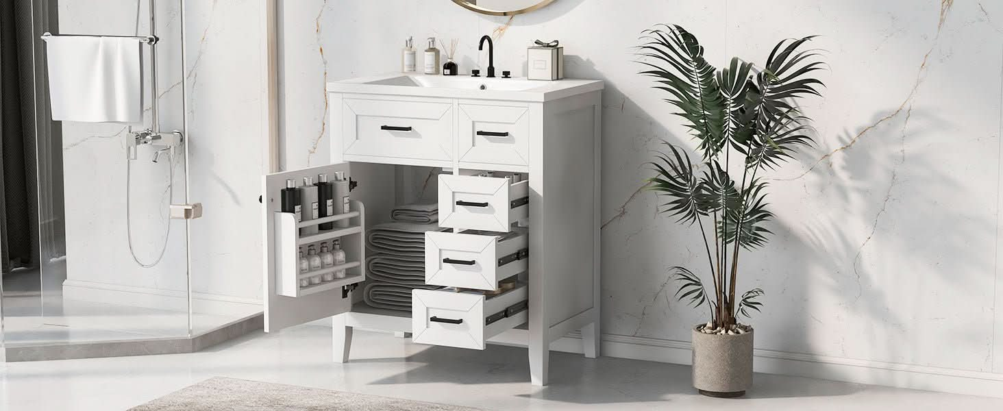 bathroom cabinet with drawers color:grey