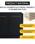 36" freestanding bathroom vanity plywood material detail highlighting durability and eco-friendly build.