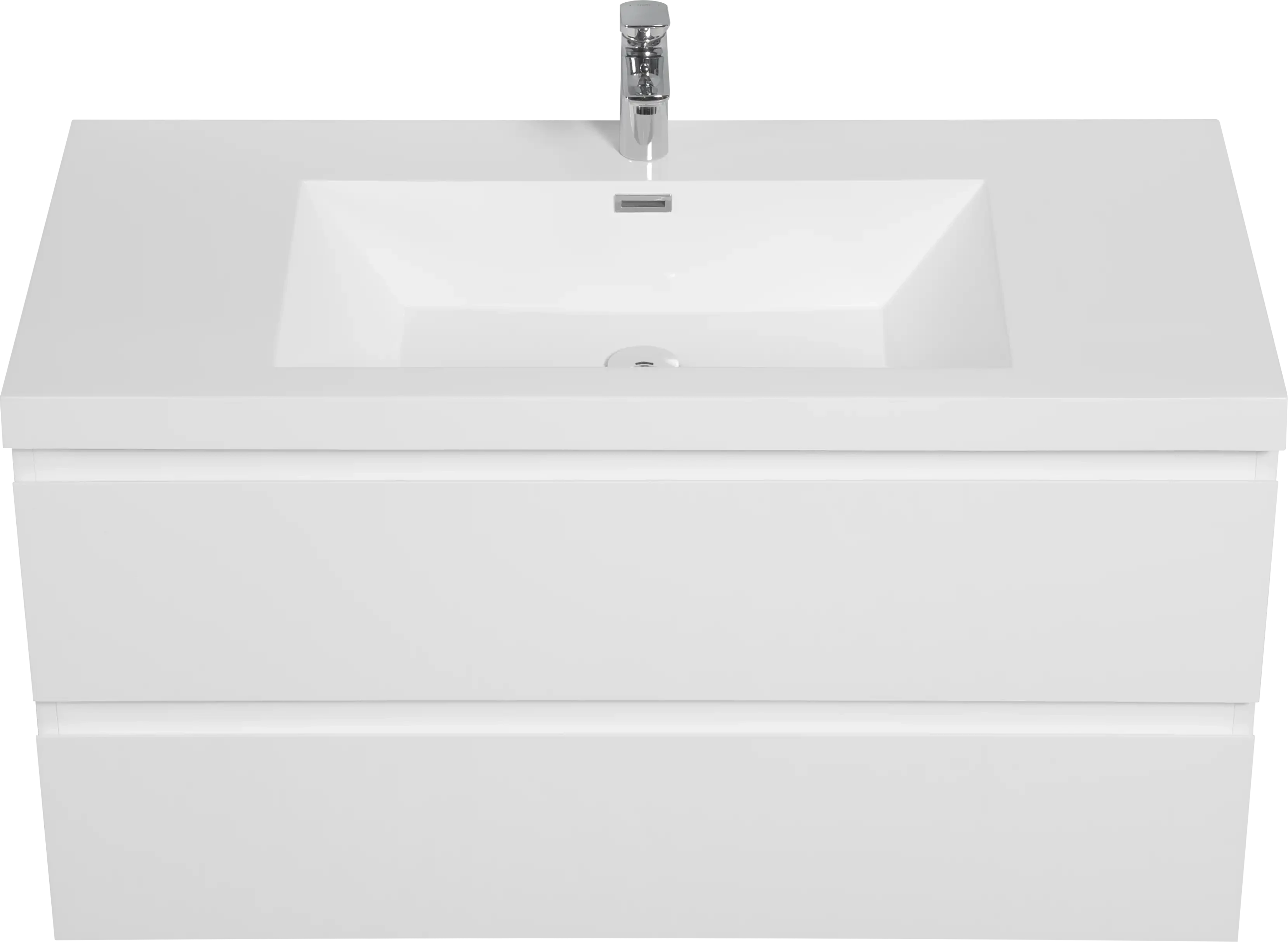 Floating Bathroom Vanity with Resin Top Basin & Soft Close Drawers - Modern Wall-Mounted Storage Cabinet color: White