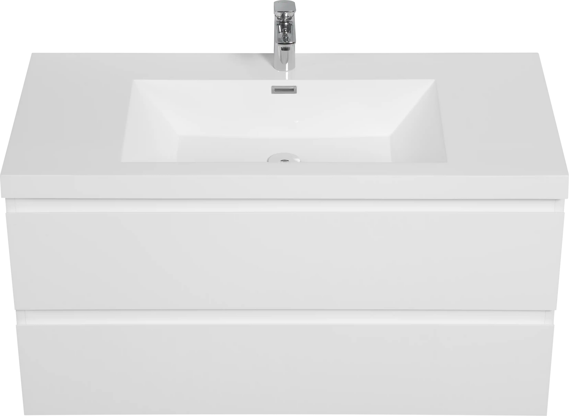 Floating Bathroom Vanity with Resin Top Basin & Soft Close Drawers - Modern Wall-Mounted Storage Cabinet color: White