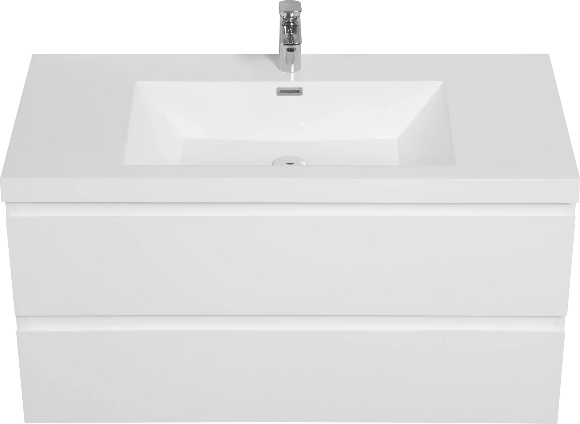 Floating Bathroom Vanity with Resin Top Basin &amp; Soft Close Drawers - Modern Wall-Mounted Storage Cabinet color: White