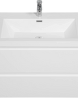 Floating Bathroom Vanity with Resin Top Basin & Soft Close Drawers - Modern Wall-Mounted Storage Cabinet color: White