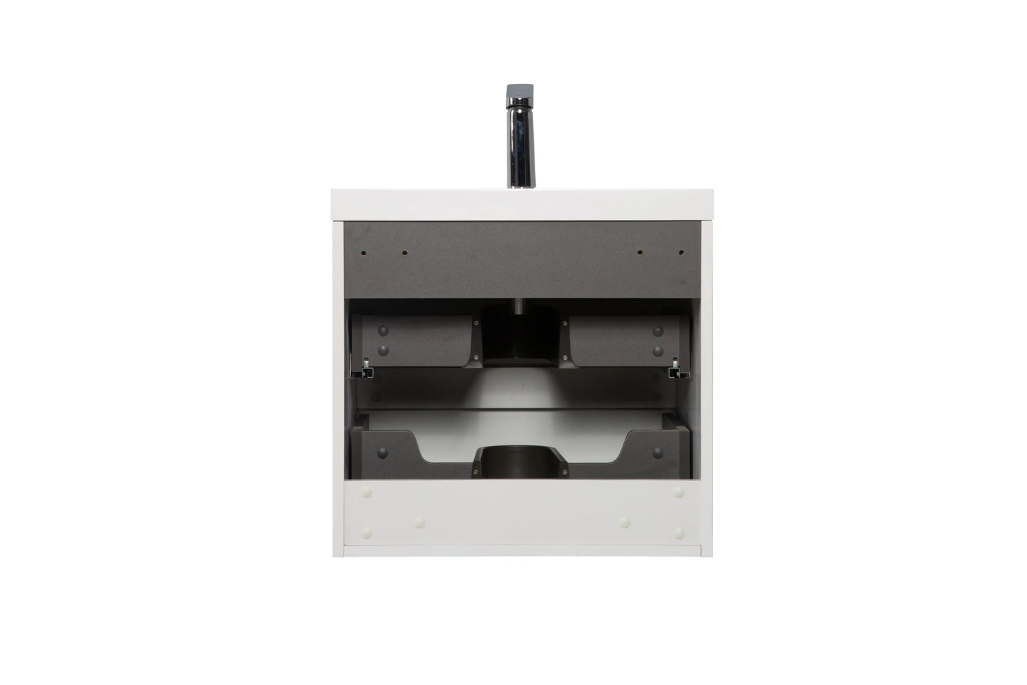 Floating Bathroom Vanity with Resin Top Basin & Soft Close Drawers - Modern Wall-Mounted Storage Cabinet color: White