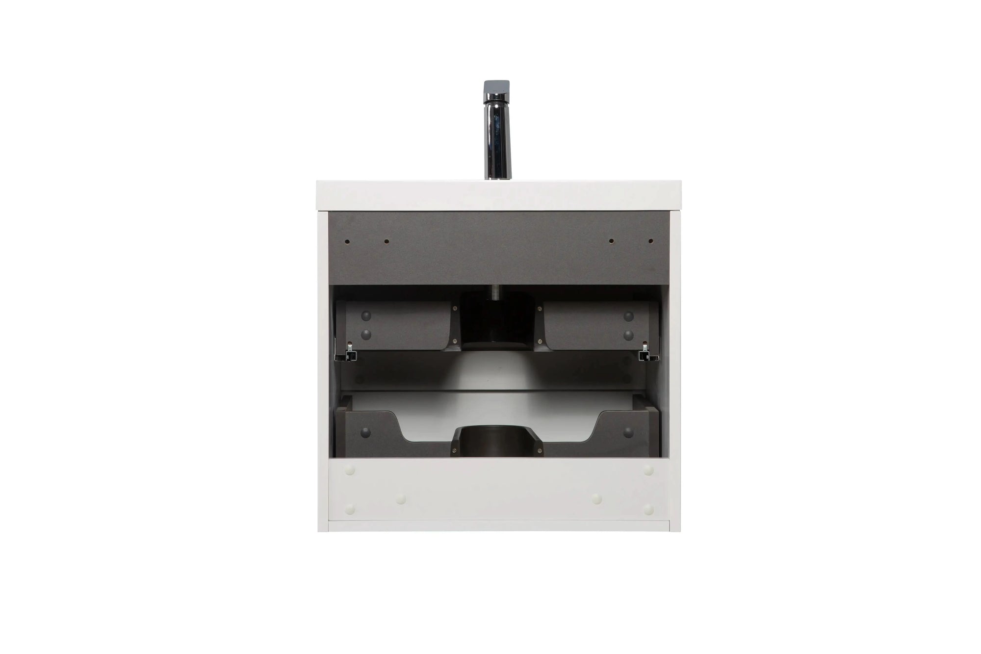 Floating Bathroom Vanity with Resin Top Basin &amp; Soft Close Drawers - Modern Wall-Mounted Storage Cabinet color: White